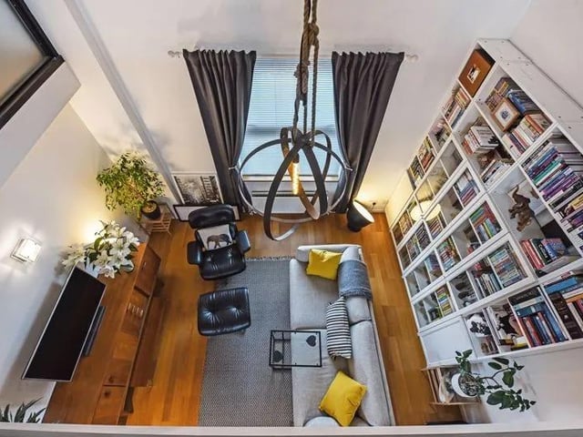 Looking down over the living room gives you a real sense of scale.