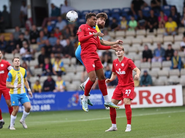 Action from Worthing's 3-0 win at Torquay United which put them top of National League South