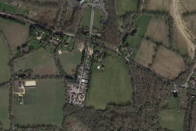 DM/23/0887: Twin Oaks, Gatehouse Lane, Goddards Green. Demolition of existing garage, workshop and pool house. Erection of a three bedroom detached dwelling and 2x4 bed detached dwellings to include 2 timber frame carports and a new access driveway. (Photo: Google Maps)