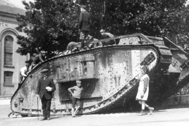 Children enjoy clambering on the tank when it first arrived in Hastings