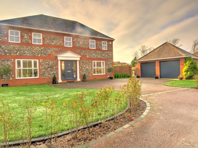 This impressive home in The Oaks, Rustington, has five bedrooms, four reception rooms, a spacious, double-aspect lounge and beautiful, south-facing gardens. It is on the market for £1.475million.
