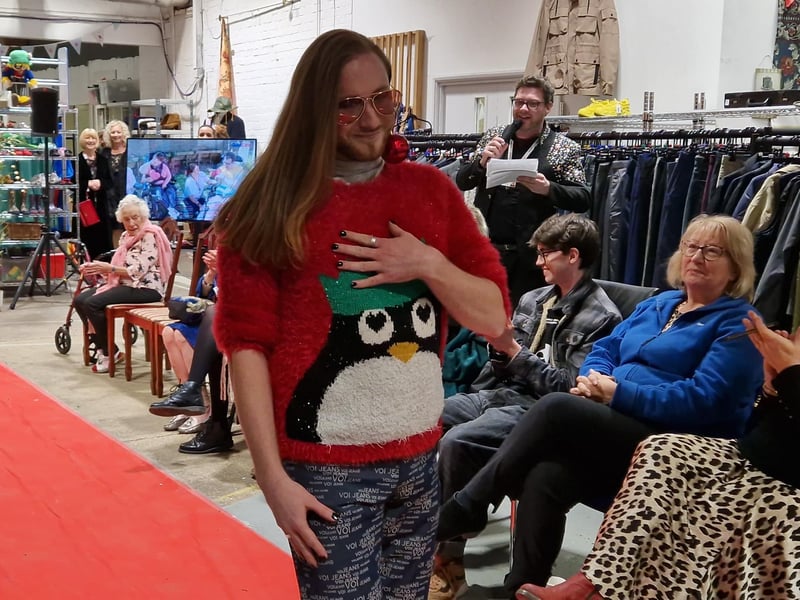 Tom made everyone smile in a Christmas jumper at £4.50 and jeans priced £8.50