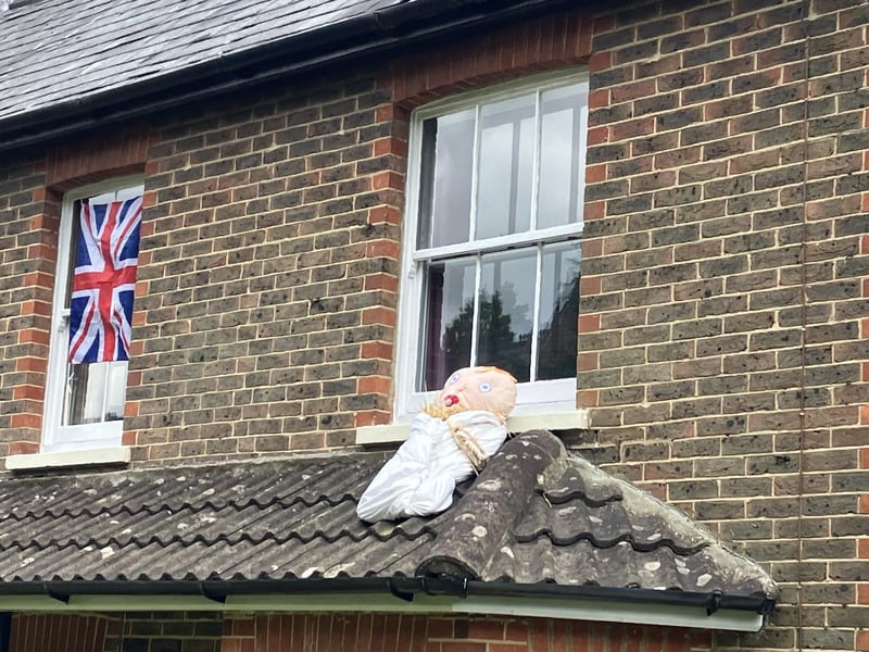 A baby on a roof!