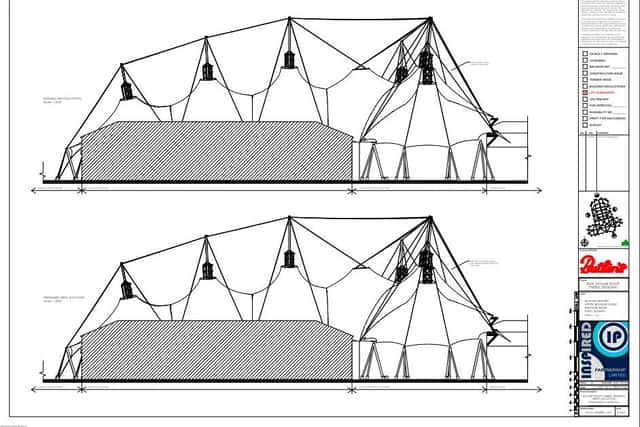 Drawings of the Skyline roof in need of replacement at Butlin's in Bognor Regis