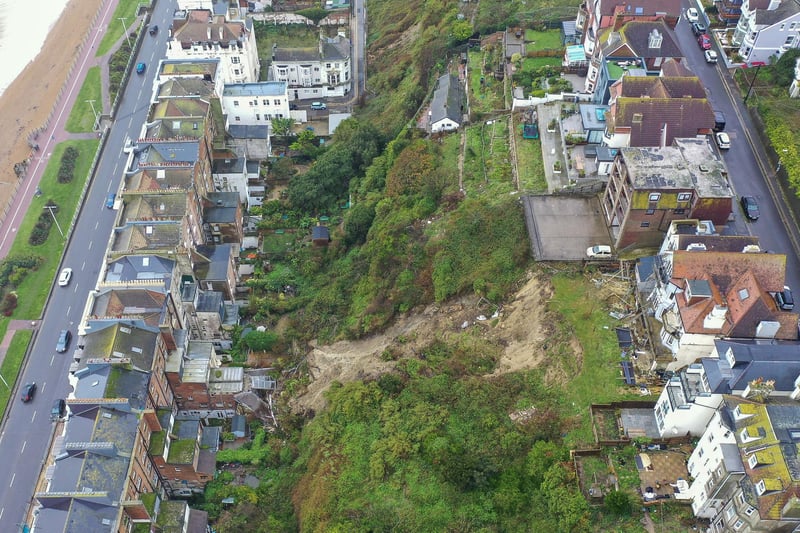 Aerial view of the landslip in St Leonards. Picture: Sussex News and Pictures