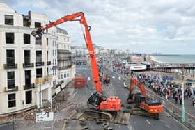 Demolition begins at the Royal Albion Hotel on Brighton seafront. Picture from Eddie Mitchell