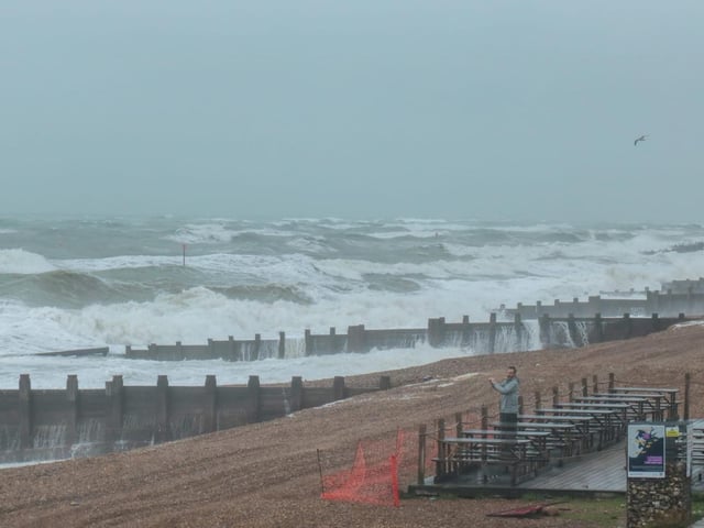 Eastbourne coast amid storm