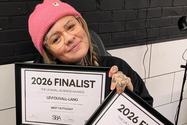 Levi Fawn Tattoo is a 2026 finalist in three national award categories — Best Tattooist and Best Small Business at the UK Small Business Awards, and Creative Business Woman of the Year at the UK Women’s Business Awards, representing East Grinstead and West Sussex. (Image: contributed)