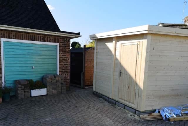 The large summerhouse was constructed on the front garden and driveway of a property in Reedswood Road, Broad Oak, near Rye, East Sussex in September 2019.