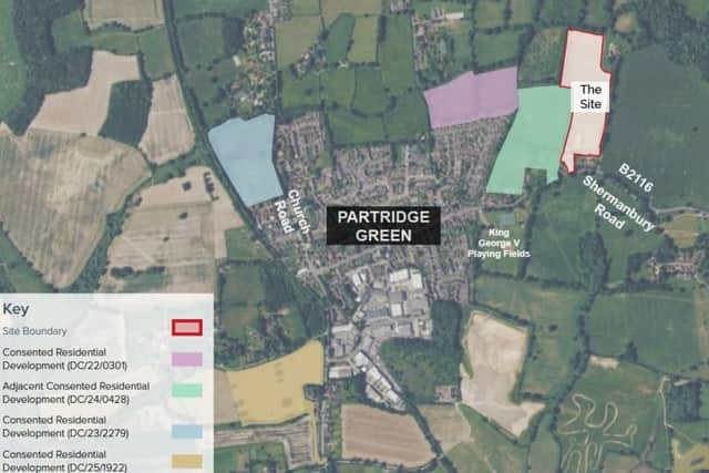 Plans to build up to 75 homes in Partridge Green have been submitted to Horsham District Council. Image: Wain Estates (Land) Ltd