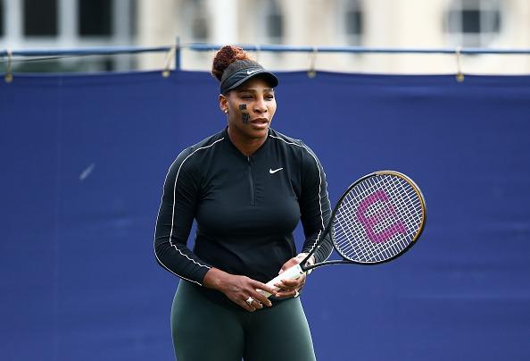 23-times Grand Slam champion Serena Williams in action on the practice courts at Devonshire Park