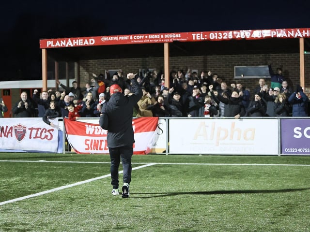 Action from Worthing's 2-0 National South win at Eastbourne Borough