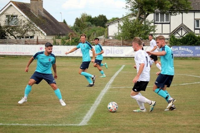 Action from Pagham's win over AFC Uckfield in the SCFL premier