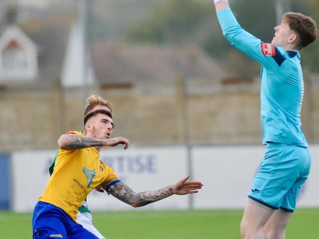 Action from Lancing's win over Corinthian in the Isthmian south east division