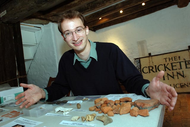 Project manager Giles Standing with some of the Roman finds