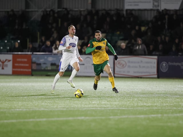 FA Trophy action between Horsham and AFC Totton