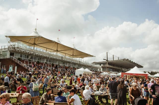 People enjoying food at Goodwood