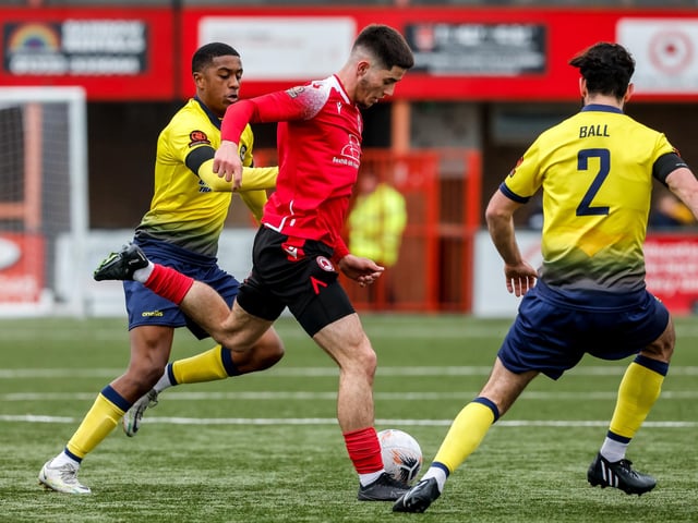 Action from Eastbourne Borough's 2-0 National League South win at home to Farnborough at Priory Lane