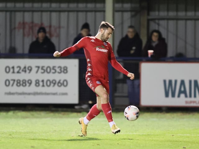 Action from Worthing FC's 1-1 draw at Chippenham in the National League South