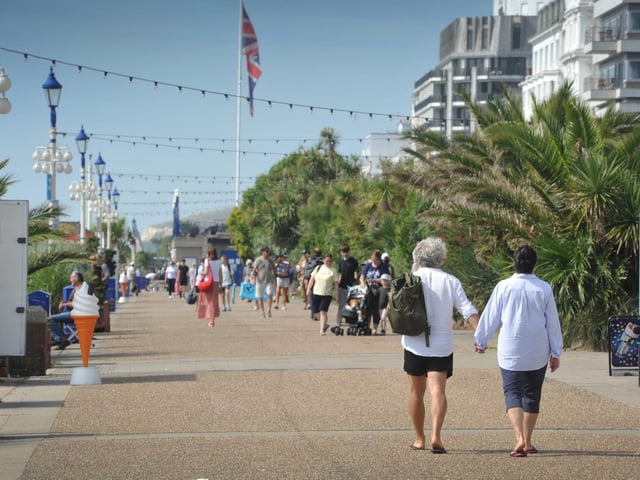 Eastbourne seafront pictured on July 30 2024 during a mini heatwave.