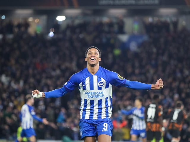 Action and crowd shots from Brighton and Hove Albion's Europa League clash with Marseille at the American Express Stadium.