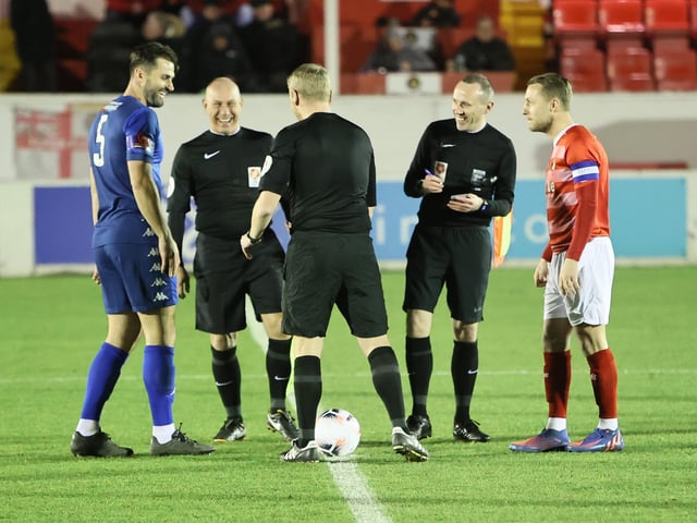 Action from Worthing's 7-2 defeat at Ebbsfleet United in the National League South