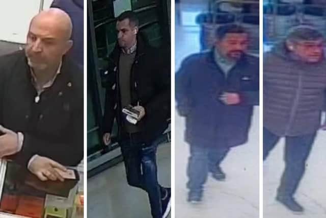 Police said officers are investigating the series of distraction thefts, with images of four men, they’d like to identify, released to the public. Photo: Sussex Police