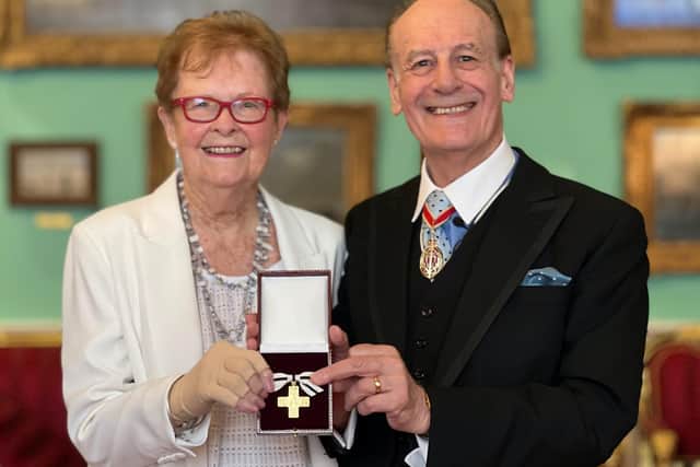 Mrs Barbara Alderson receiving award from Rt Hon Lord Lingfield