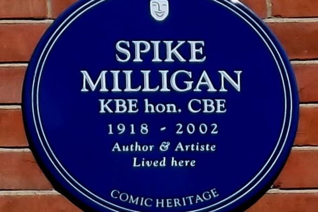 The Blue Plaque marking Spike Milligan's stay at the mansion. Picture from Beauchamp Estates