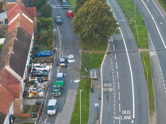 Sussex Police said the driver – a 42-year-old woman from Reigate in Surrey – failed a roadside breath test and was subsequently arrested on suspicion of drink-driving and causing serious injury by dangerous driving. She remains in police custody, police added.