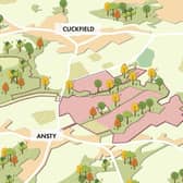 Plans to build up to 1,450 homes between Ansty and Cuckfield have been submitted to Mid Sussex District Council. Image: fabrik Ltd