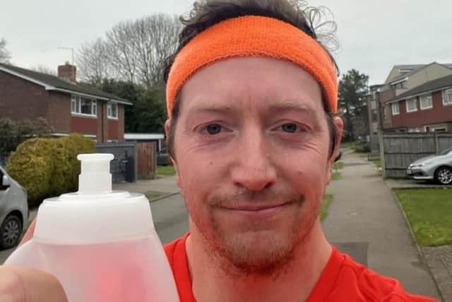 Chris Francis preparing to run the London Marathon for St Catherine's Hospice