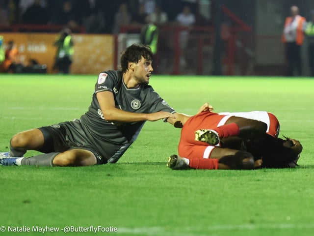 Crawley Town drew 1-1 with MK Dons at the Broadfield Stadium - here are fans, actions and goal celebrations
