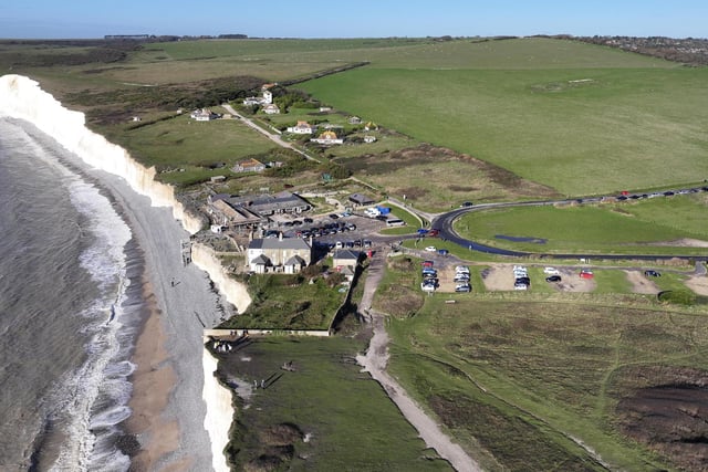 Demolition work is continuing at the Birling Gap Café due to coastal erosion