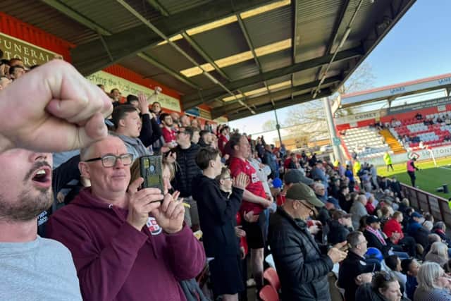 Reds fans at Stevenage on Saturday