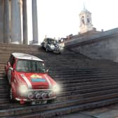 The Italian Job Mini drivers recreate a scene from the film of the same name