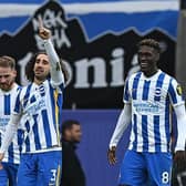 Marc Cucurella celebrates his first ever goal for Brighton as Albion turned on the style in the Premier League against Manchester United