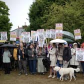 Demonstrators on Hurstpierpoint village green. Picture: Kelly Hyatt