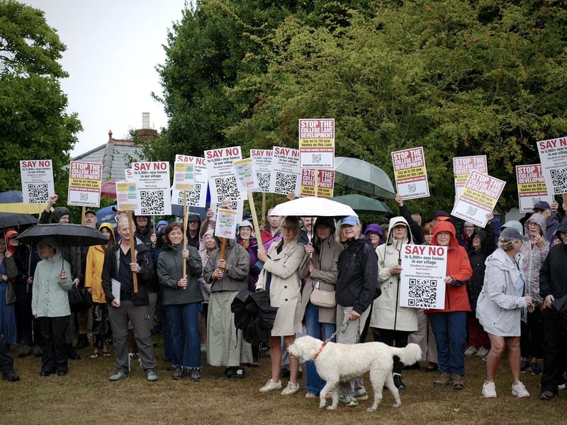 Demonstrators on Hurstpierpoint village green. Picture: Kelly Hyatt