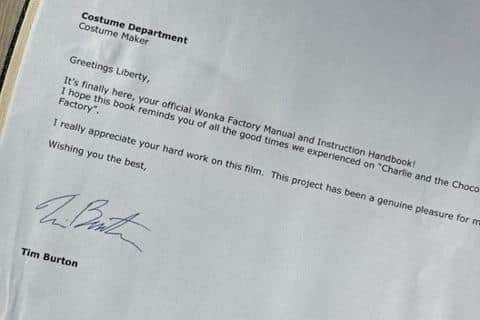 Liberty received this letter from Hollywood filmmaker Tim Burton. Photo: University Hospitals Sussex NHS Foundation Trust