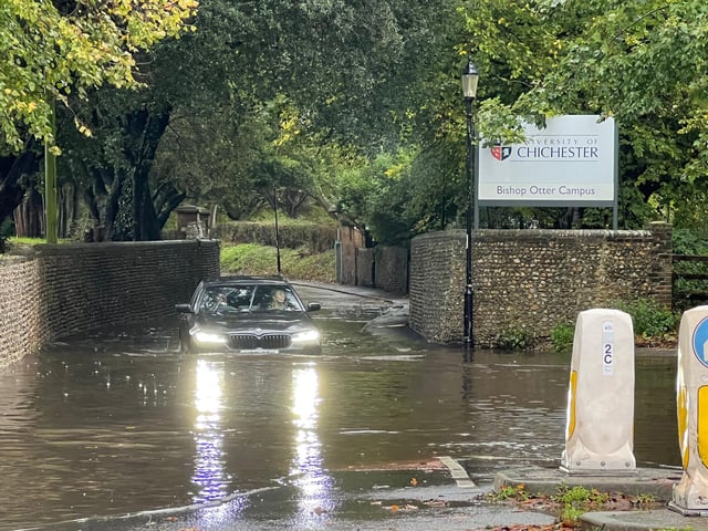 Flooding in Chichester: Pictures show parts of city submerged due to heavy rainfall