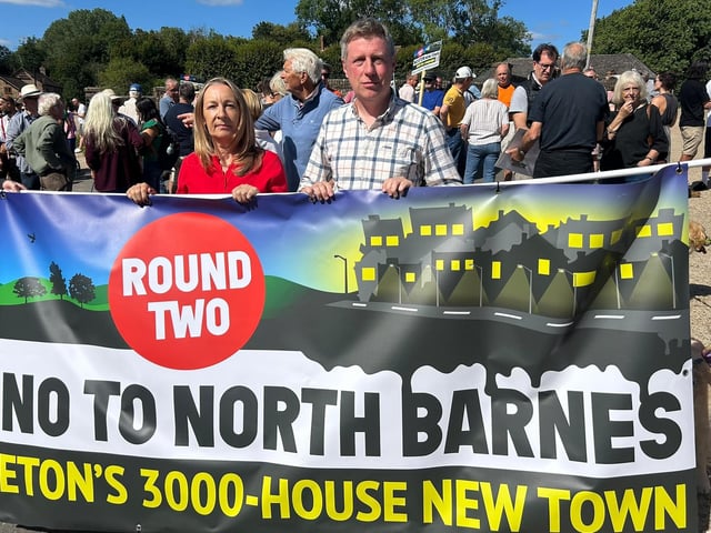 East Sussex County Councillor Sarah Osborne (Ouse Valley West and Downs division) and Lewes MP James MacCleary. Photo: Don’t Urbanise the Downs