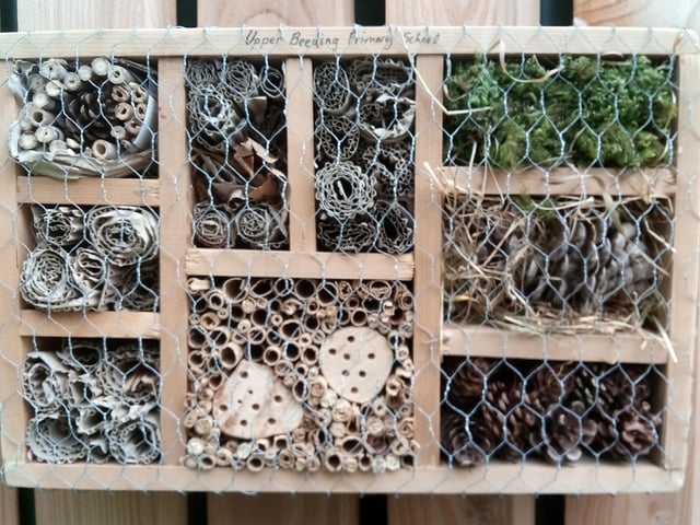 One of the bug hotels on the Steyning Downland Scheme's Gateway building