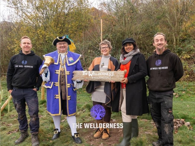 Planting the Queen’s Green Canopy Tree of Trees and 145 trees provided by South Downs National Park at Wild Heart Hill campsite in Findon on Saturday, November 26, 2022.