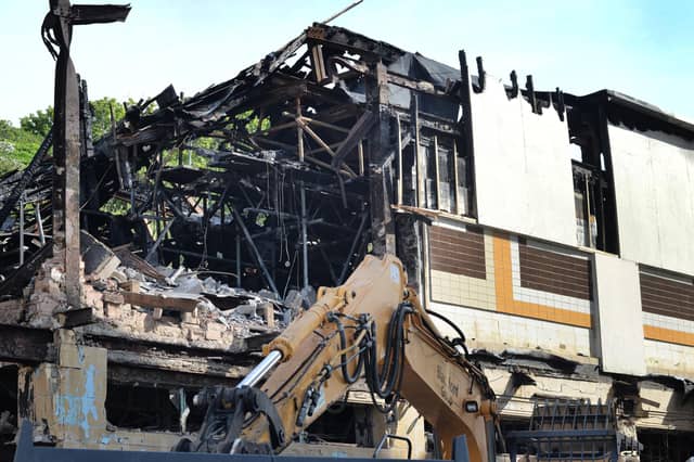 Demolition of former nightclub and amusement arcade in George Street, Hastings. Photo was taken on May 23 2023.