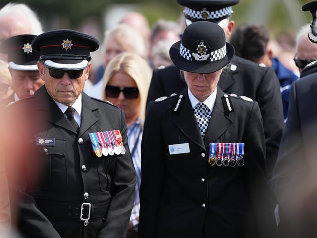 Roy Barraclough from West Sussex Fire and Rescue Service, who was one of the first on the scene, and Sussex Police Chief Constable Jo Shiner