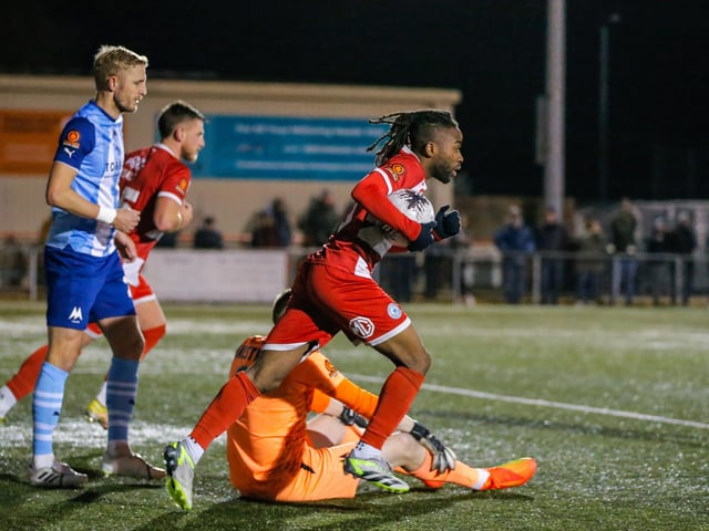 Action from Eastbourne Borough's home defeat by Torquay United in National League South