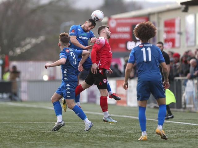 Action from Worthing's 2-0 National South win at Eastbourne Borough