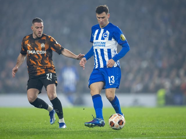 Action and crowd shots from Brighton and Hove Albion's Europa League clash with Marseille at the American Express Stadium.