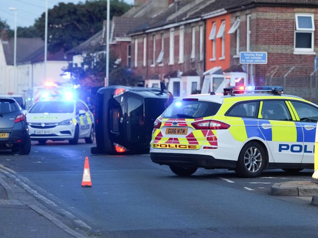 Sussex Police said officers attended Newland Road around 7.20pm on Wednesday (August 24) after a black Kia Rio collided with a parked vehicle and rolled onto its side.